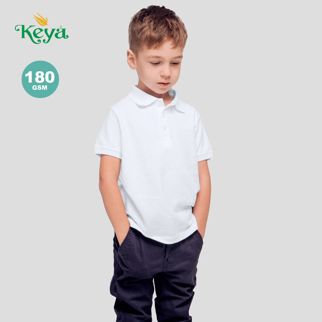 YPS180 Kids White Polo Shirt "keya"