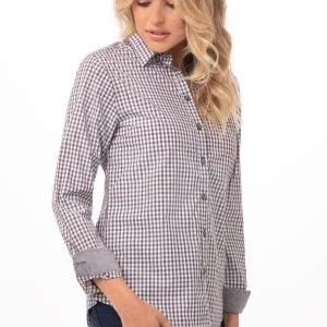 Modern Gingham Women's Long Sleeve Dress Shirt